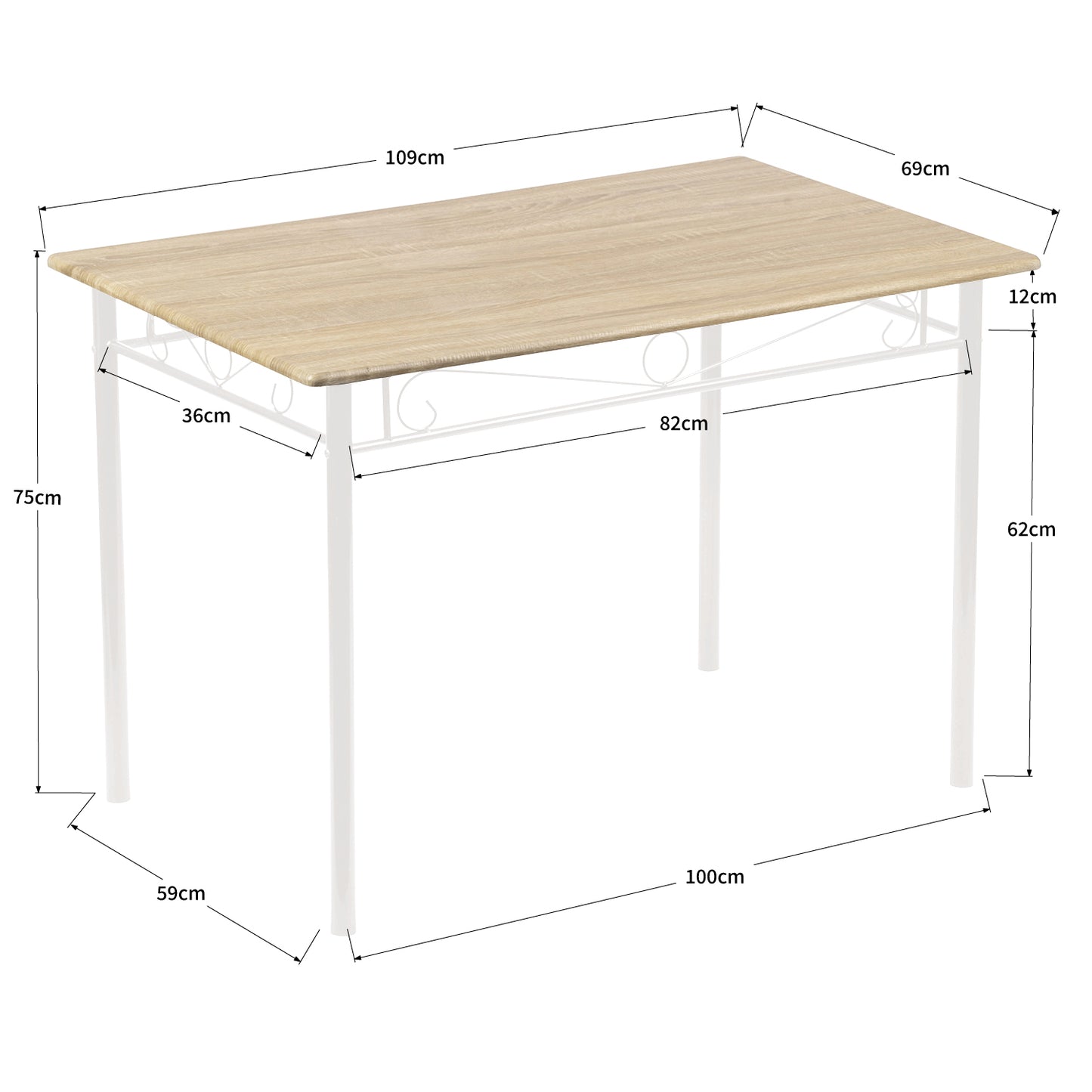 NORSEMAN Marmorierung 5 TLG Sitzgruppe Esstisch mit 4 St¨¹hlen - 109 * 69 * 75cm - Wei?/Schwarz/Hellbraun