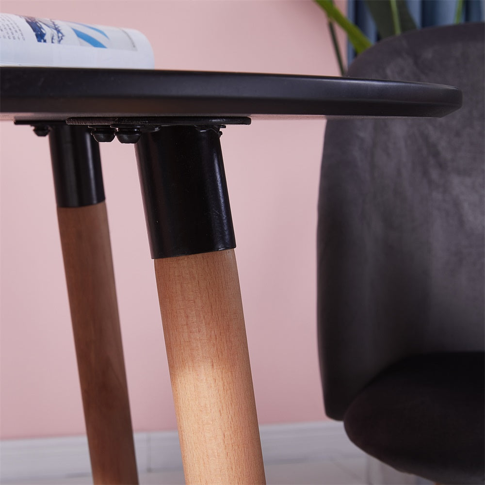 PEA Runder Esstische aus MDF mit 4 Buchenbeinen 80 * 80 * 73 cm - Schwarz/Wei?