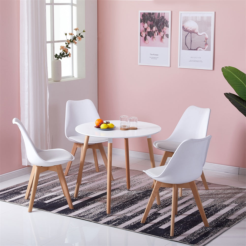 PEA Runder Esstische aus MDF mit 4 Buchenbeinen 80 * 80 * 73 cm - Schwarz/Wei?