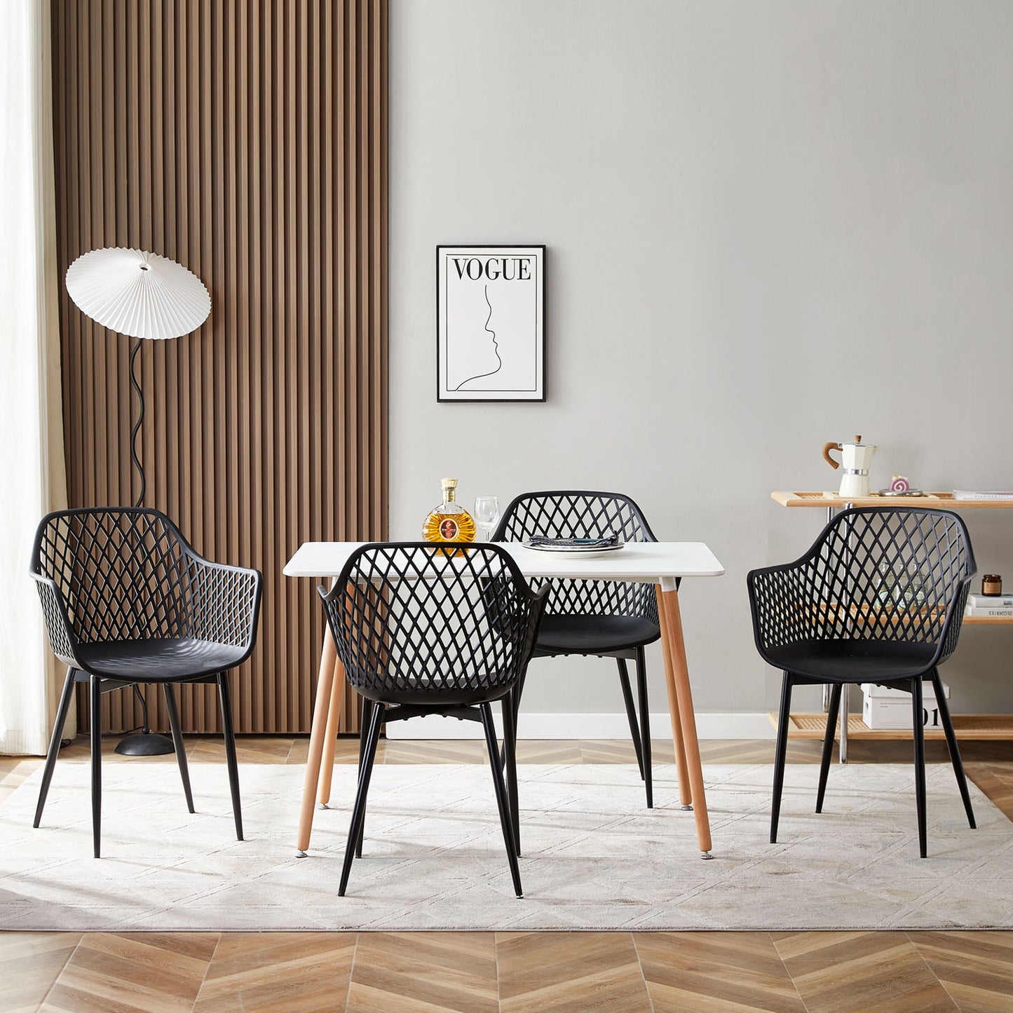 ROME Esszimmerst¨¹hle mit Metallbeine, Retro Design Hohler Stuhl - Schwarz