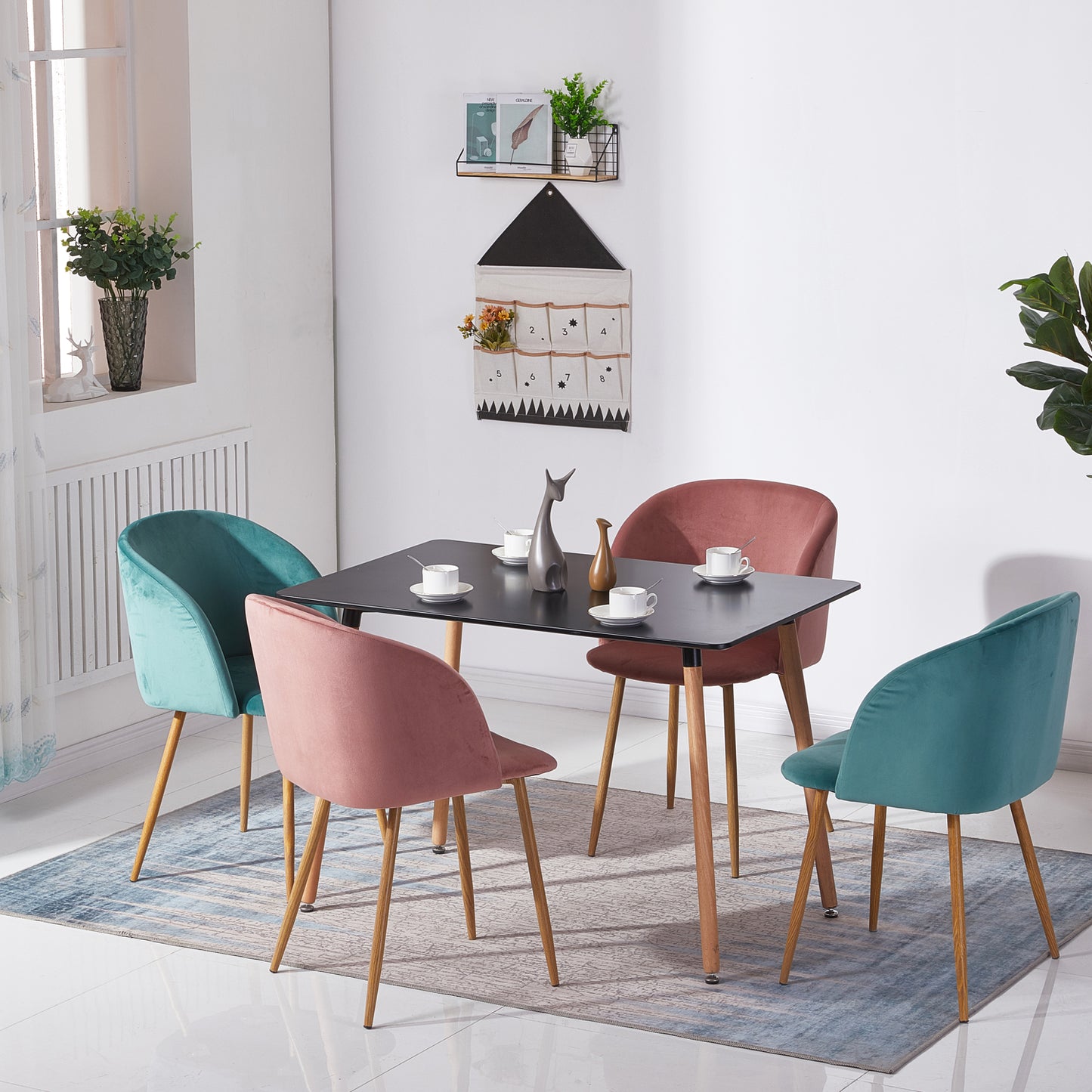 SAGE Rechteckiger Esstisch, Küchentisch, moderner Büro- und Konferenztisch, Couchtisch – Schwarz/Weiß
