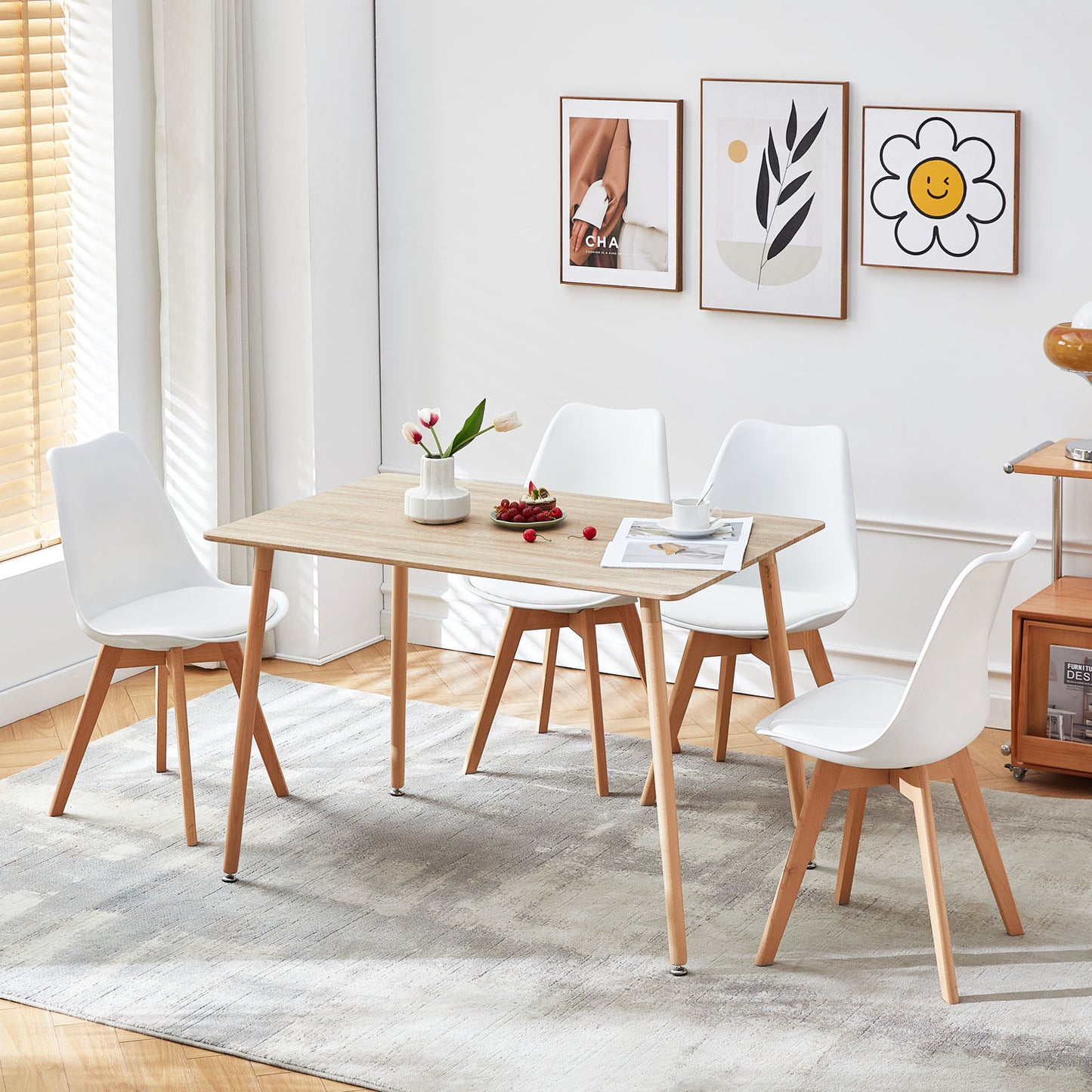 SAGE Rechteckiger MDF-Esstisch im skandinavischen Stil, 110 x 70 x 74 cm, Eichenfarbe