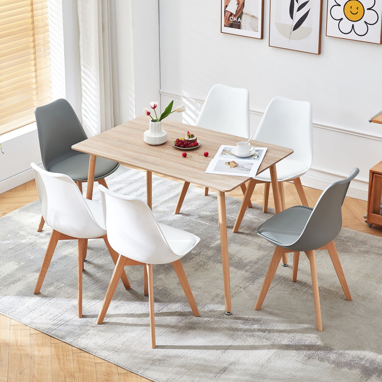 SAGE Rechteckiger MDF-Esstisch im skandinavischen Stil, 110 x 70 x 74 cm, Eichenfarbe