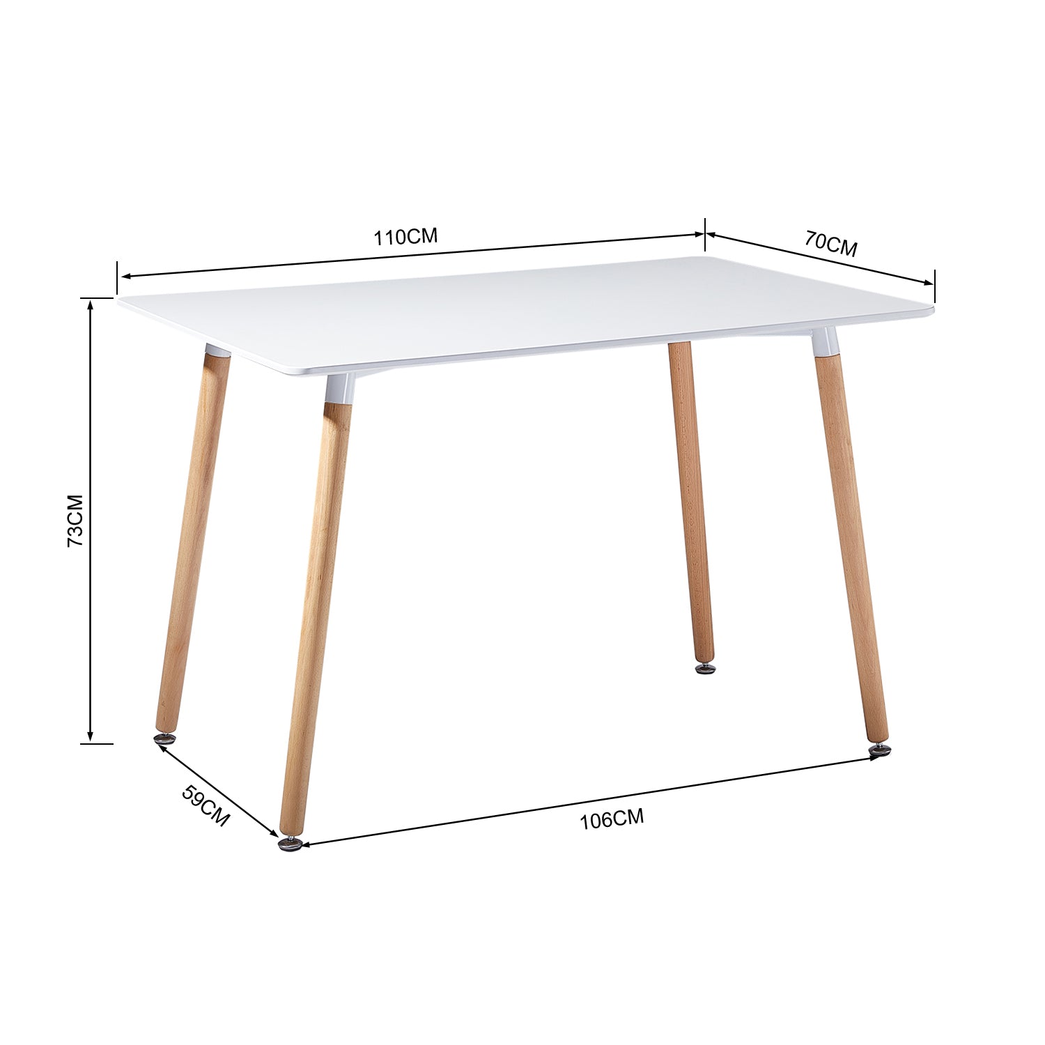 SAGE Rechteckiger Esstische aus MDF mit Buchenbeinen 110 * 70 * 72 cm - Schwarz/Wei?
