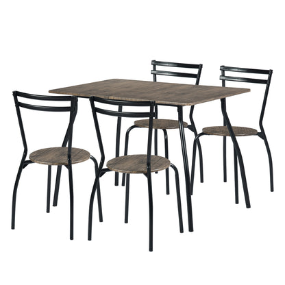 REEDER Modulares Tisch- und 4 Stühle Set - Eiche/Schwarz