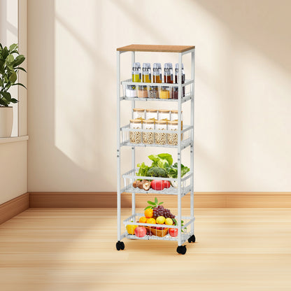 Fünfstöckiges Snackregal für Servierwagen mit Push-Pull-Körben, Schwarz/Weiß – GANDY