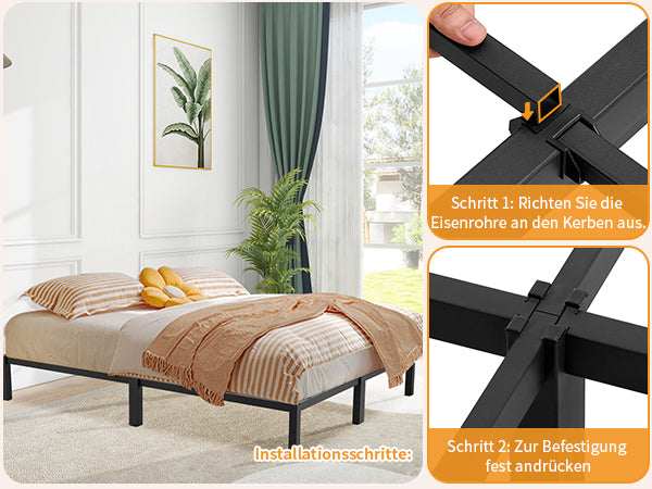 ALMA Einzelbettgestell aus Metall, 2er-Set, Schwarz