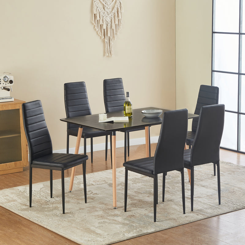 PVC-gepolsterte Stühle (4er-Set) – Schwarz – ANN