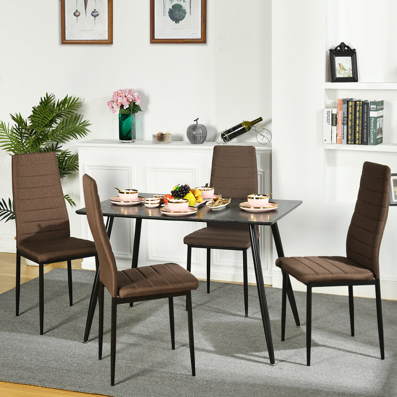 Esszimmerstühle mit mattschwarzen Leinenbeinen - 4er-Set - Grau/Braun/Beige