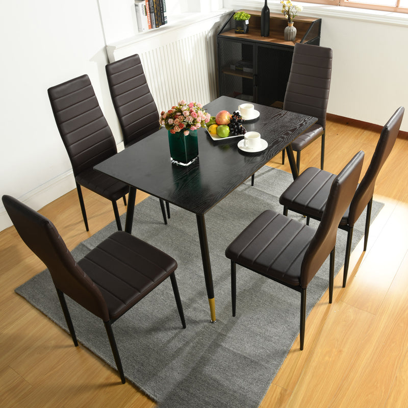 Mehrfarbige PVC-Esszimmerstühle – mattschwarze Beine, 41,5 x 52 x 98 cm, 4er-Pack