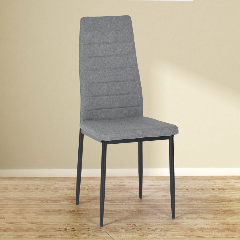 Esszimmerstuhl mit mattschwarzen Leinenbeinen – Grau, Braun, Beige, 4er-Pack, 41,5 x 52 x 98 cm,