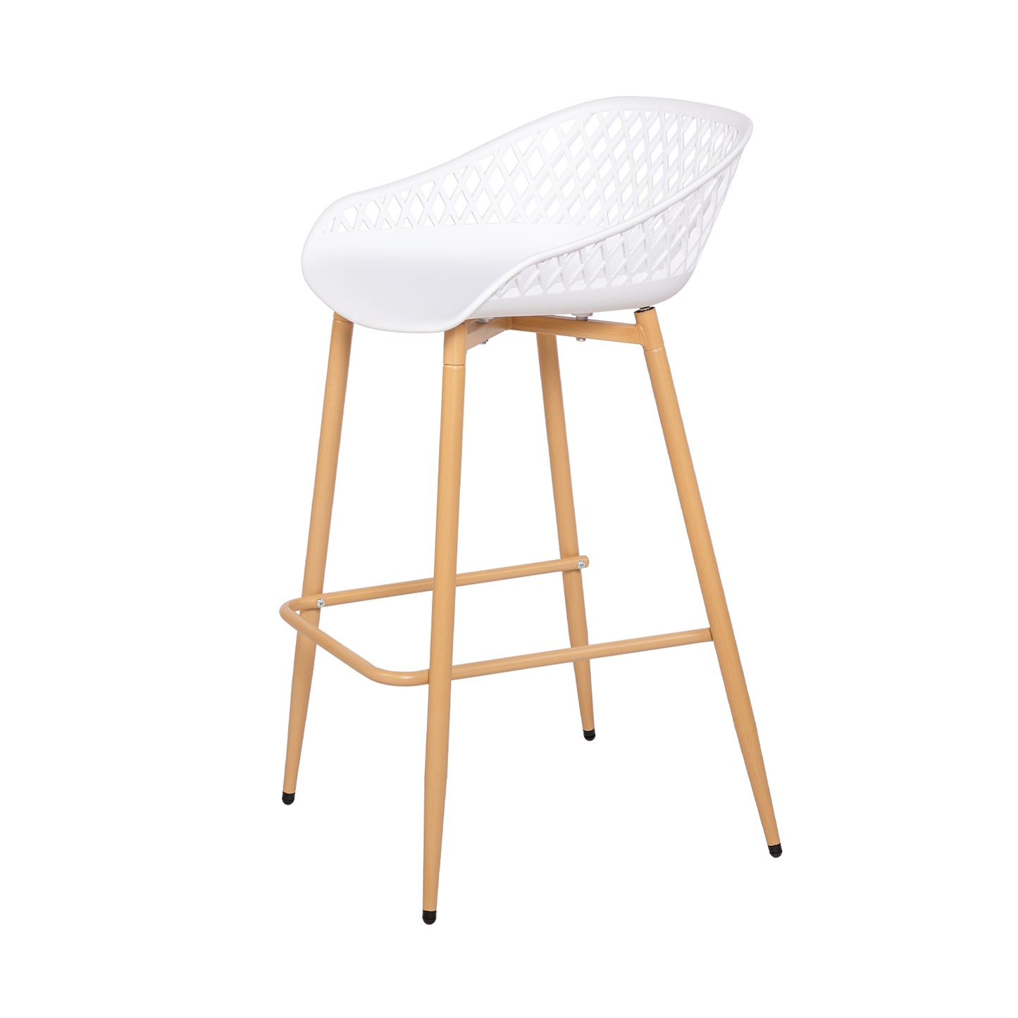 Moderne Barhocker aus Schmiedeeisen, 87 cm hoch, mit durchbrochenen Rückenlehnen, 4er-Set - Schwarz/Weiß