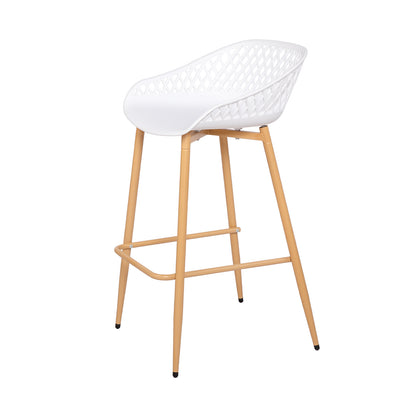 Moderne Barhocker aus Schmiedeeisen, 87 cm hoch, mit durchbrochenen Rückenlehnen, 4er-Set - Schwarz/Weiß