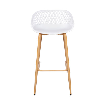 Moderne Barhocker aus Schmiedeeisen, 87 cm hoch, mit durchbrochenen Rückenlehnen, 4er-Set - Schwarz/Weiß