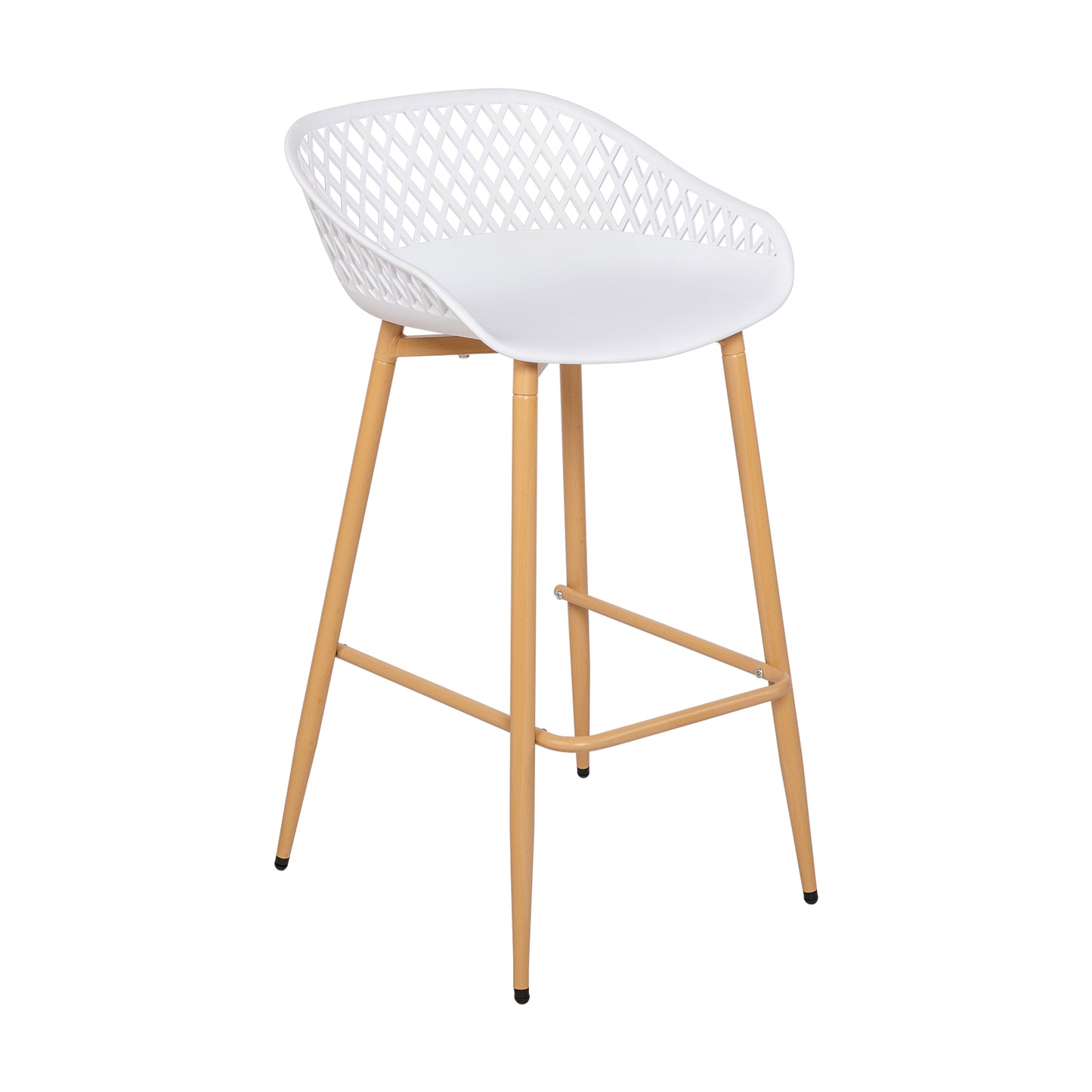 Moderne Barhocker aus Schmiedeeisen, 87 cm hoch, mit durchbrochenen Rückenlehnen, 4er-Set - Schwarz/Weiß