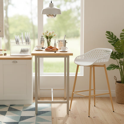 Moderne Barhocker aus Schmiedeeisen, 87 cm hoch, mit durchbrochenen Rückenlehnen, 4er-Set - Schwarz/Weiß