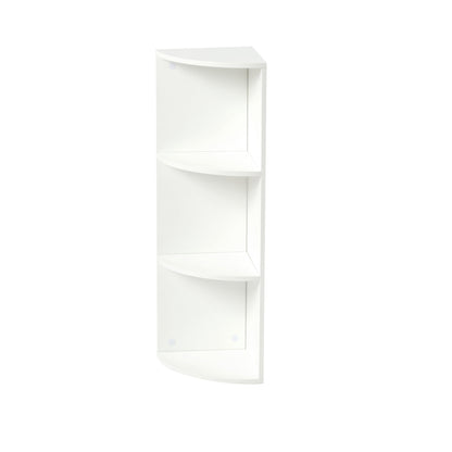 Kleines Eckregal mit 3 Ebenen, modernes Eckbücherregal aus Holz, 78 cm hoch, kleines Bücherregal, Weiß-BAYARD