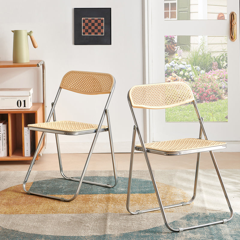 BAYNE Stapelbare Klappstühle, 4er-Set – Schwarz/Weiß/Beige