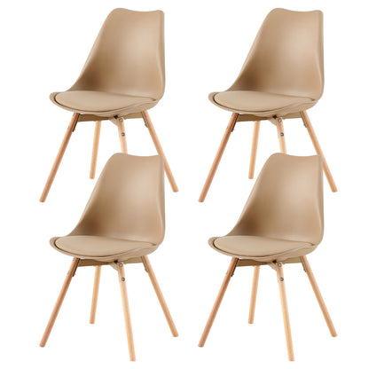 OATS 4er-Set Esszimmerstühle, gepolstert, Khaki/Helles Khaki