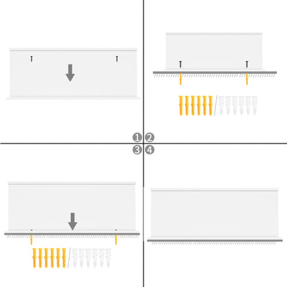 Wandmontierte Floating Regale Set aus 6, unterschiedliche Längen - Weiß