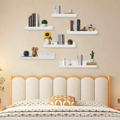 Wandmontierte Floating Regale Set aus 6, unterschiedliche Längen - Weiß