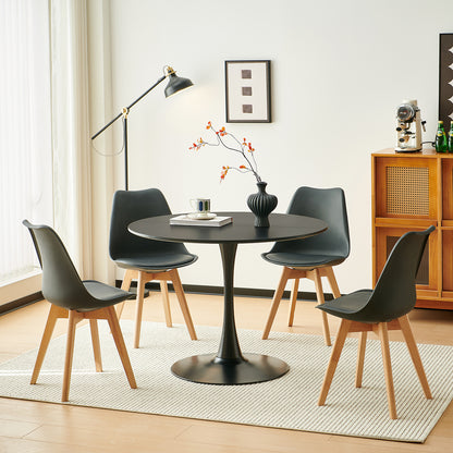 TULIP Esstisch mit Bockgestell 100 cm - Weiß/Schwarz