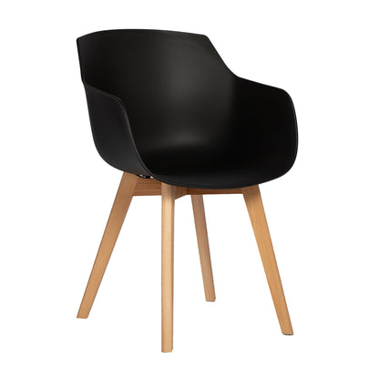 Esszimmerstuhl Sessel  mit Eichenbein - Schwarz/Weiß/Grau-CLOVER PP