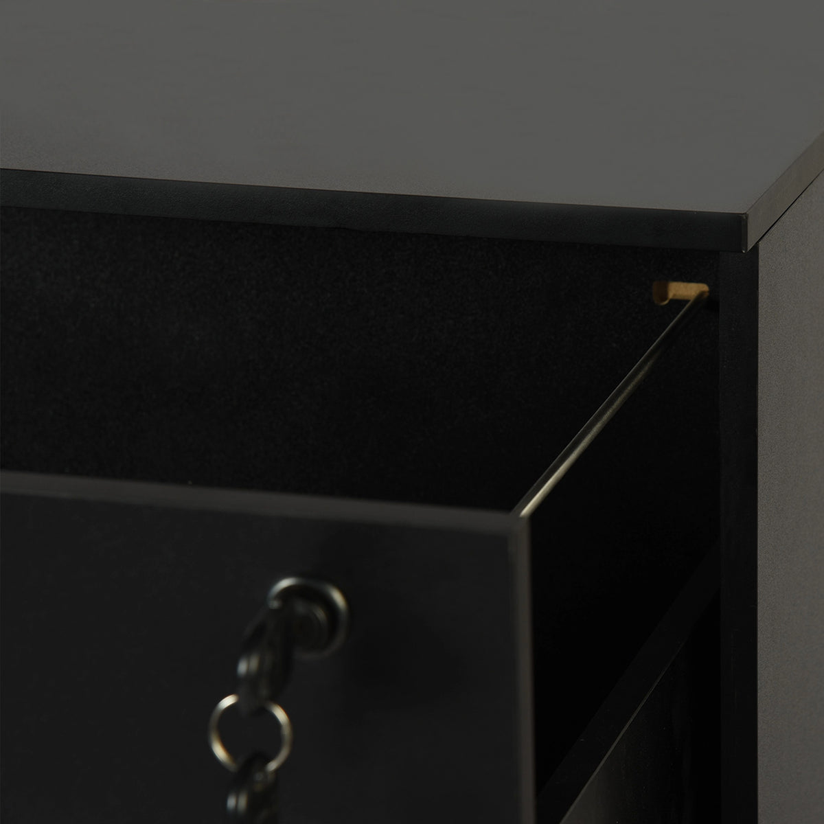 Aktenschrank mit 3 abschließbaren Schubladen – Weiß/Schwarz/Vintage-Braun