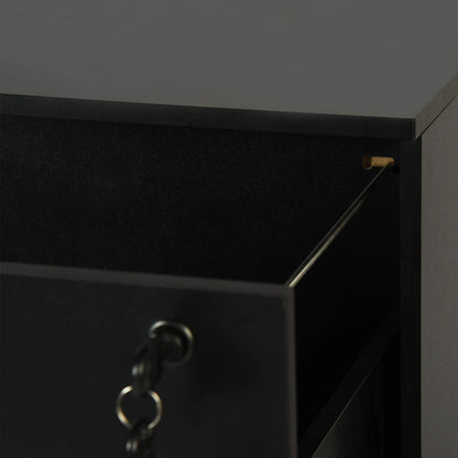 Aktenschrank mit 3 abschließbaren Schubladen – Weiß/Schwarz/Vintage-Braun