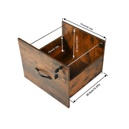 Aktenschrank mit 3 abschließbaren Schubladen – Weiß/Schwarz/Vintage-Braun
