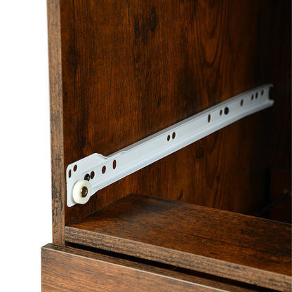 Aktenschrank mit 3 abschließbaren Schubladen – Weiß/Schwarz/Vintage-Braun