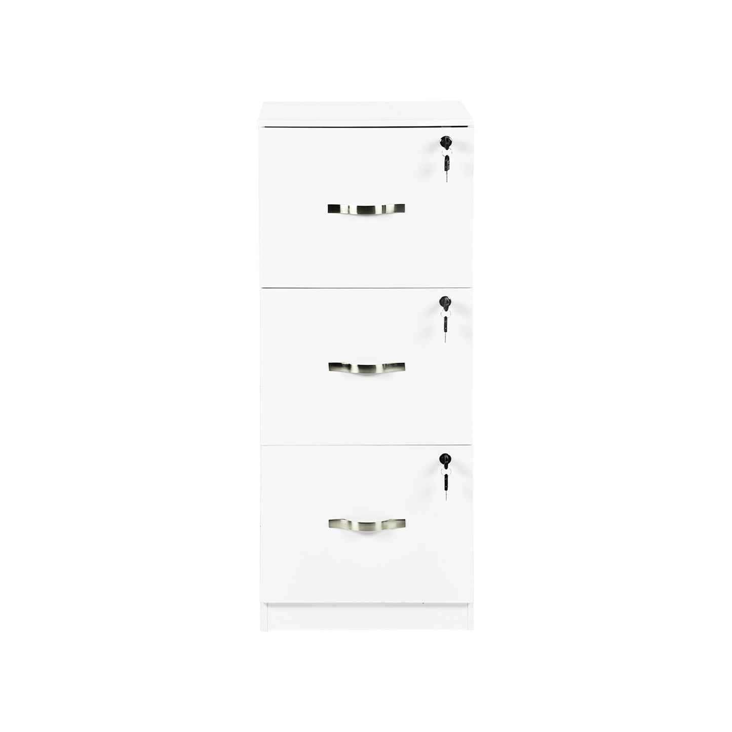 Aktenschrank mit 3 abschließbaren Schubladen – Weiß/Schwarz/Vintage-Braun