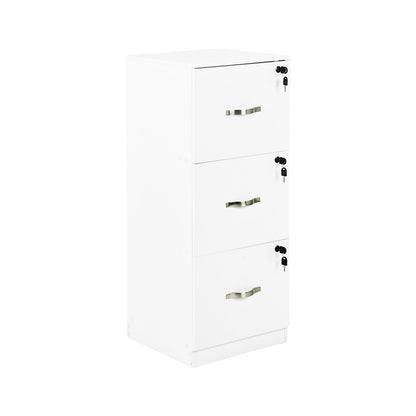 Aktenschrank mit 3 abschließbaren Schubladen – Weiß/Schwarz/Vintage-Braun