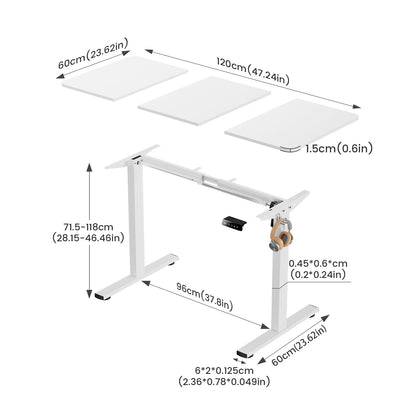 Elektrischer Höhenverstellbarer Schreibtisch Weiß 120 x 60 cm - DREXEL