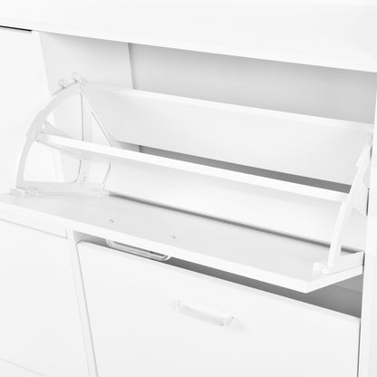 DURHAM Schuhschrank mit 4 Fächern, Schuhregal, 105 x 23 x 103 cm – MDF, Weiß