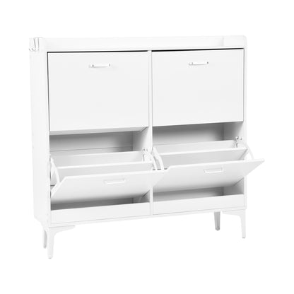 DURHAM Schuhschrank mit 4 Fächern, Schuhregal, 105 x 23 x 103 cm – MDF, Weiß