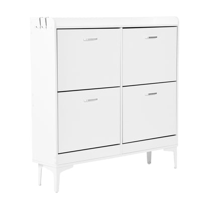 DURHAM Schuhschrank mit 4 Fächern, Schuhregal, 105 x 23 x 103 cm – MDF, Weiß