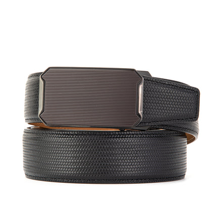 Derry Klassischer G¨¹rtel aus Rindsleder mit automatischer Schnalle, Gun Black,