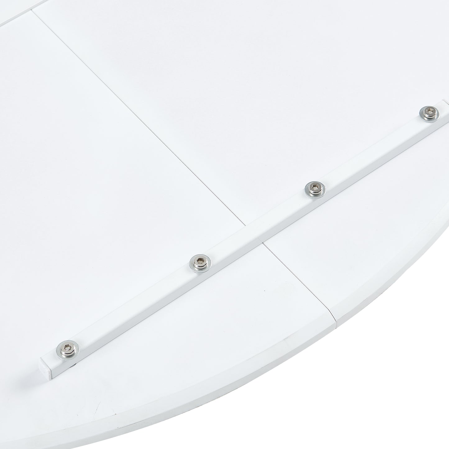 Runder Tisch, 120 cm Durchmesser, mit Eisenbeinen (4-teilig) – Weiß
