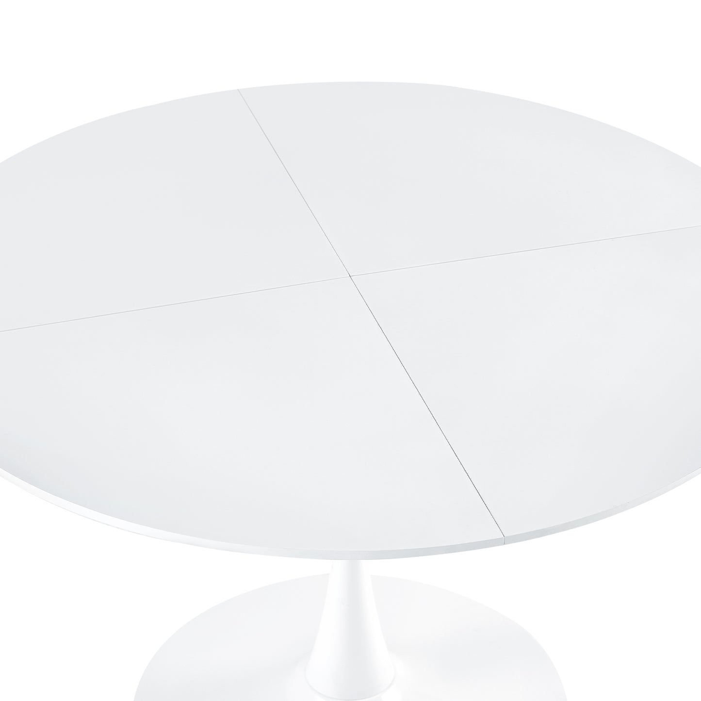 Runder Tisch, 120 cm Durchmesser, mit Eisenbeinen (4-teilig) – Weiß