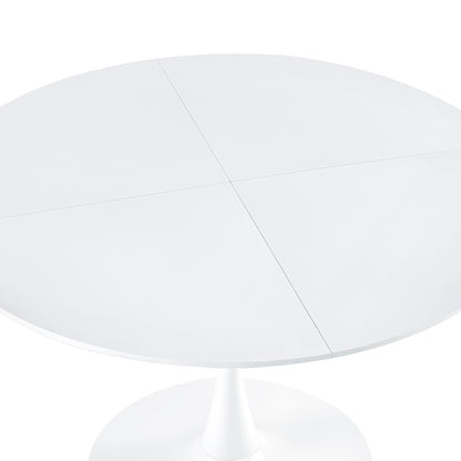 Runder Tisch, 120 cm Durchmesser, mit Eisenbeinen (4-teilig) – Weiß