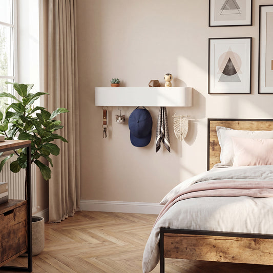 Moderne Wandgarderobe mit verdeckten Wandhaken – Weiß