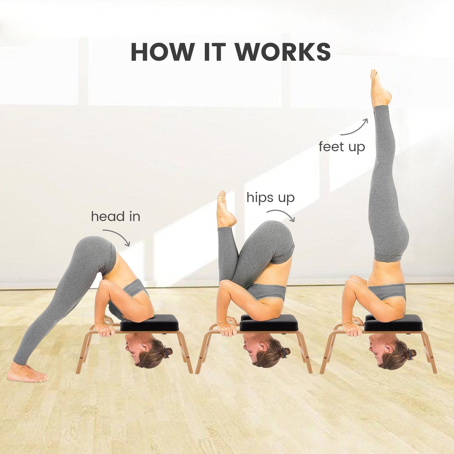 FIFE Yoga kopfstandhocker Bank aus Bugholz – Schwarz/Weiß