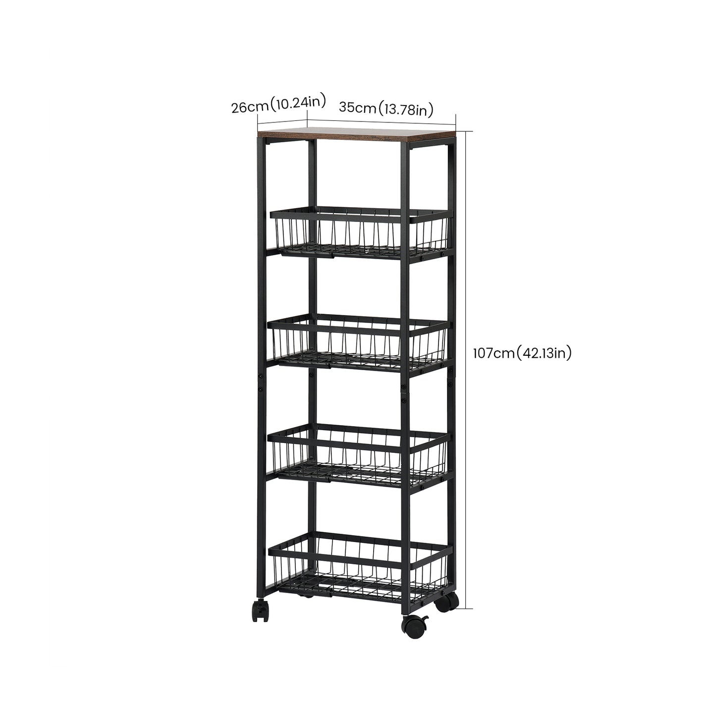 Fünfstöckiges Snackregal für Servierwagen mit Push-Pull-Körben, Schwarz/Weiß – GANDY