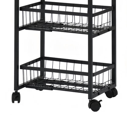 Fünfstöckiges Snackregal für Servierwagen mit Push-Pull-Körben, Schwarz/Weiß – GANDY