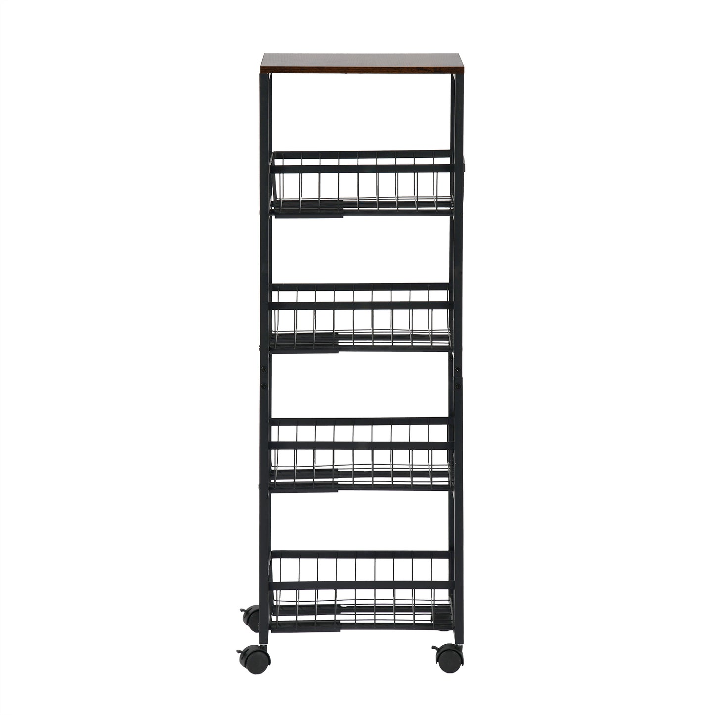 Fünfstöckiges Snackregal für Servierwagen mit Push-Pull-Körben, Schwarz/Weiß – GANDY