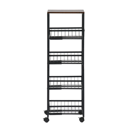 Fünfstöckiges Snackregal für Servierwagen mit Push-Pull-Körben, Schwarz/Weiß – GANDY
