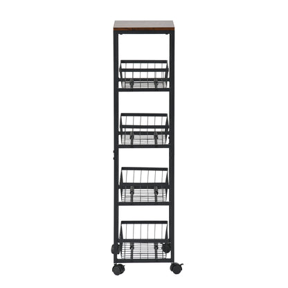 Fünfstöckiges Snackregal für Servierwagen mit Push-Pull-Körben, Schwarz/Weiß – GANDY