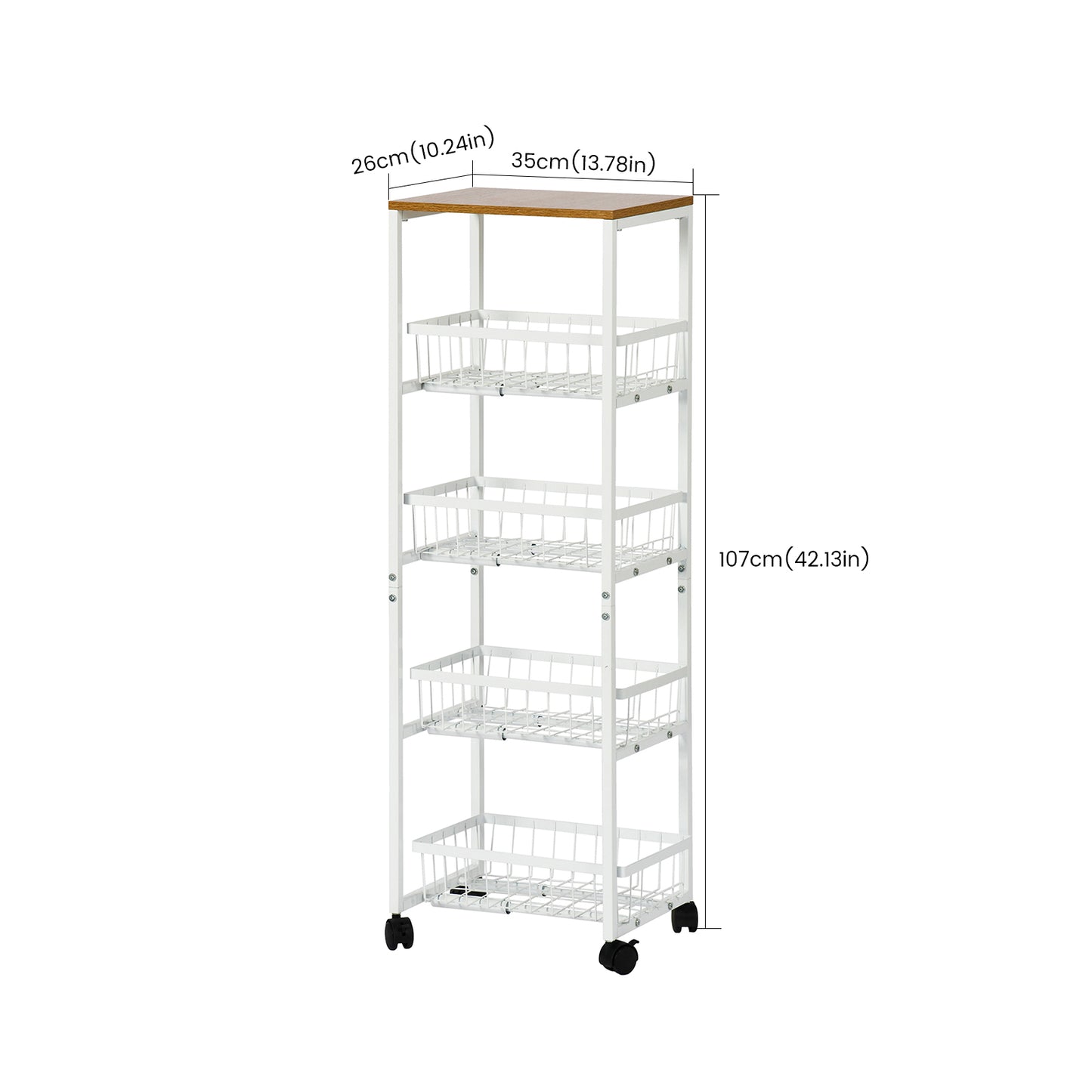 Fünfstöckiges Snackregal für Servierwagen mit Push-Pull-Körben, Schwarz/Weiß – GANDY