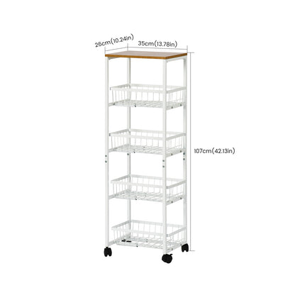 Fünfstöckiges Snackregal für Servierwagen mit Push-Pull-Körben, Schwarz/Weiß – GANDY